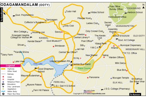 Ooty City Map, Tamil Nadu
