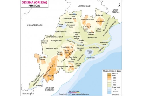 Odisha Physical Map