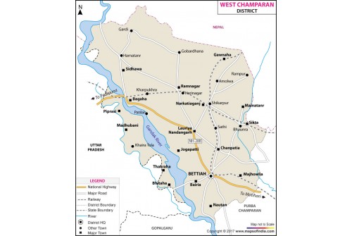Paschim Champaran District Map
