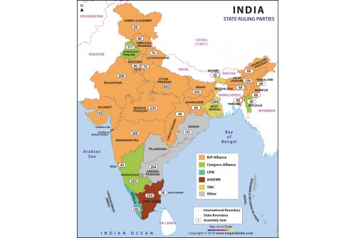 Map of Ruling Parties in States of India