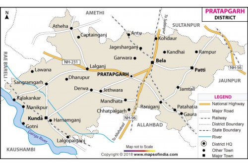 Pratapgarh District Map, Uttar Pradesh