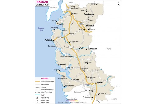 Raigad District Map, Maharashtra