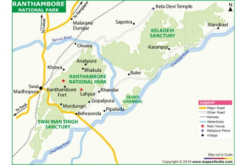 Ranthambore National Park Map, Rajasthan