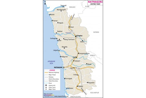 Ratnagiri District Map, Maharashtra