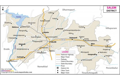 Salem District Map, Tamil Nadu