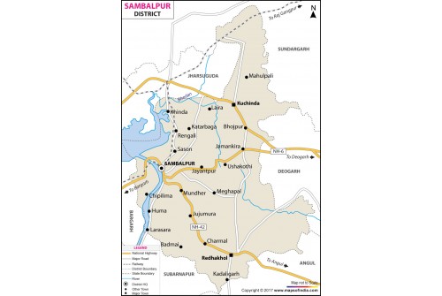 Sambalpur District Map, Odisha