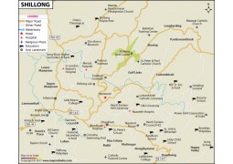 Shillong City Map, Meghalaya