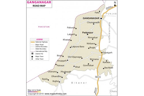 Sri Ganganagar Road Map, Rajasthan