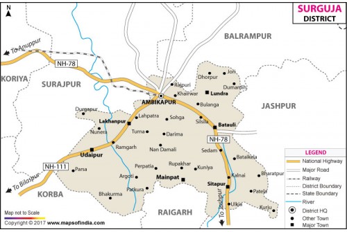 Surguja District Map