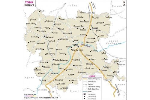 Tonk District Map, Rajasthan