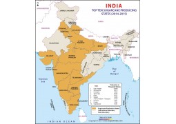 Top 10 Sugarcane Producing States of India Map