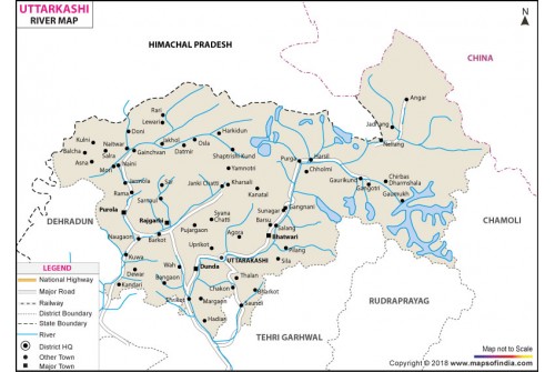 Uttarkashi River Map, Uttarakhand