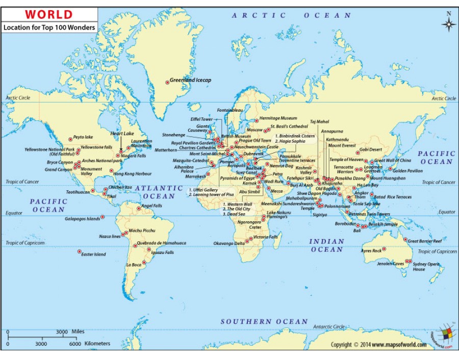 Buy 100 Wonders World Map Line