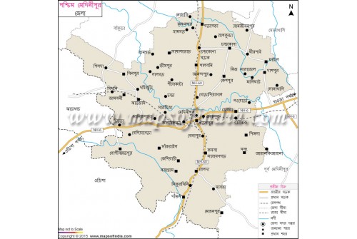 Medinipur Paschimi District Map In Bengali Language