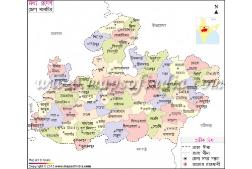 Madhya Pradesh District Map in Bengali Language