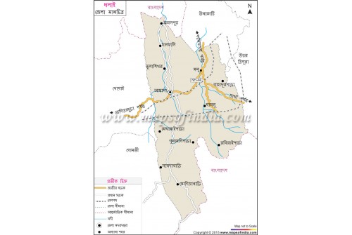 Dhalai District Map in Bengali Language