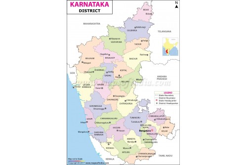 Karnataka District Map in Bengali Language
