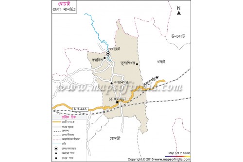 Khowai District Map in Bengali Language