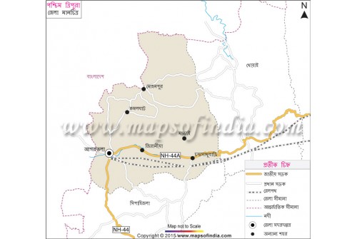 West Tripura District Map in Bengali Language