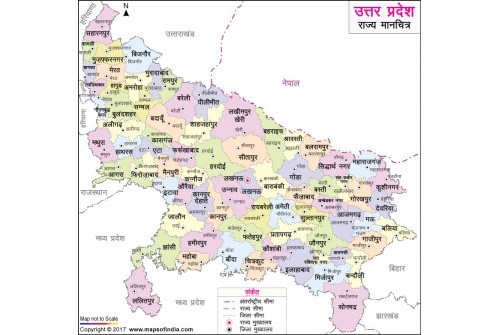 Uttar Pradesh Map in Hindi