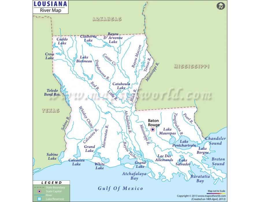 louisiana river map 900x700