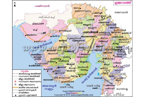 Gujarat Map, Malayalam