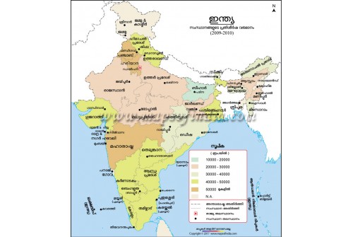 India Per Capita Income 2009 – 2010 Map Malayalam