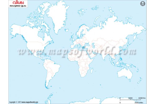 World Outline Map, Malayalam